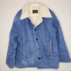 Wear Guard Blue Denim Jacket with White Sherpa Collar Lined Western Barn Work